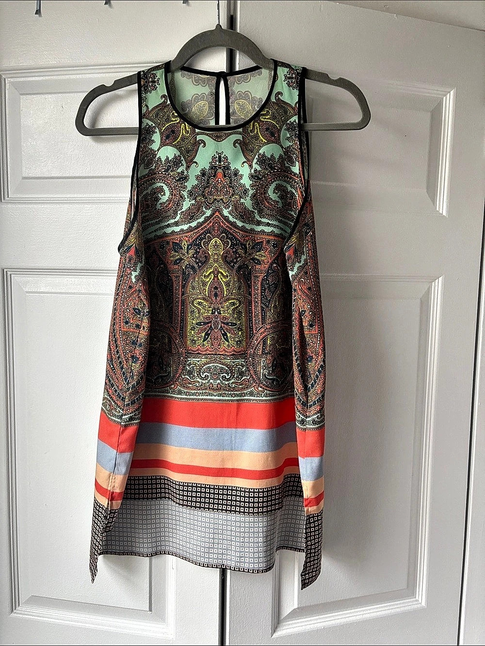 Clover Canyon Paisley Sleeveless High-Low Top Size Medium